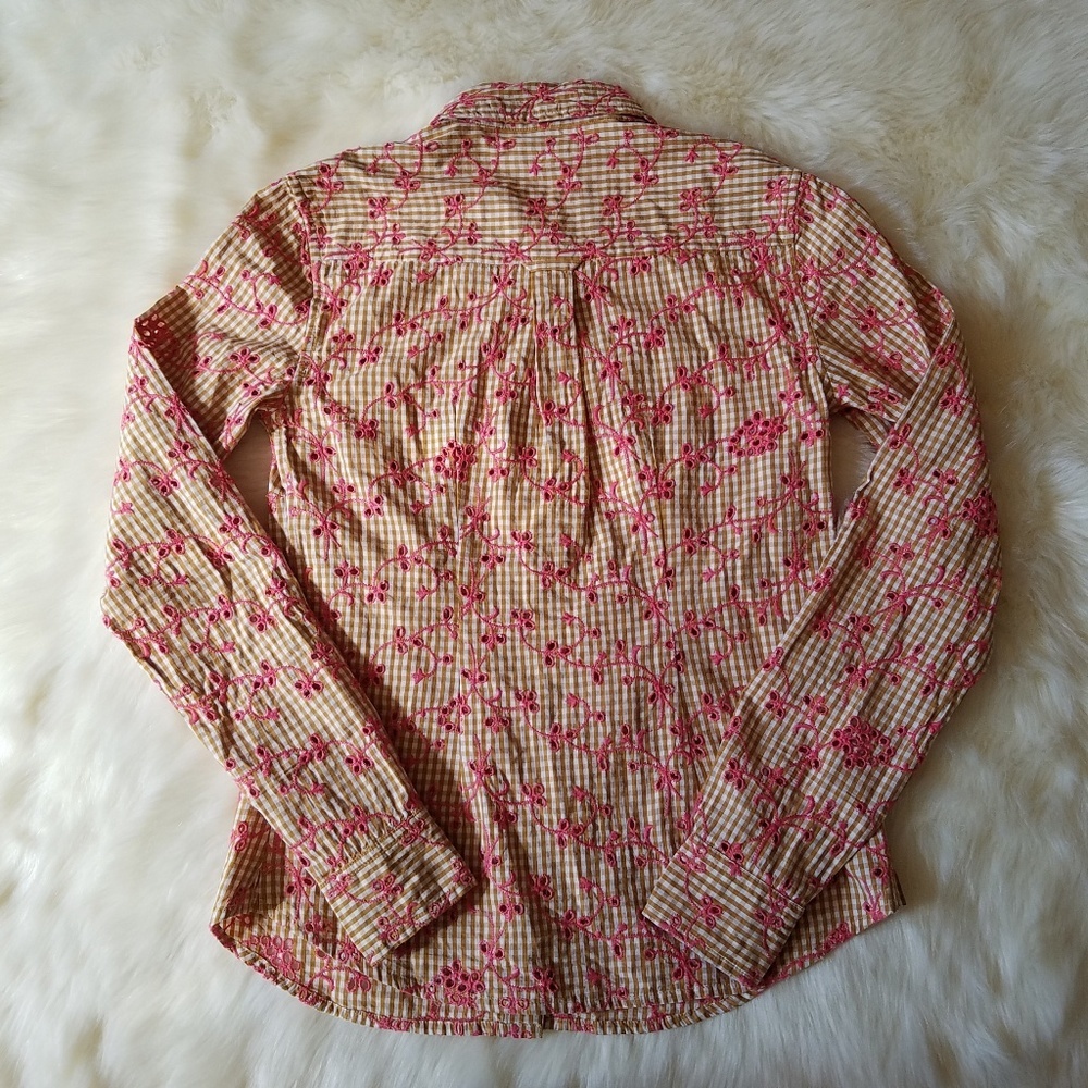 Anthropologie Odille Gingham Eyelet Button-Down 2 - Picture 6 of 8